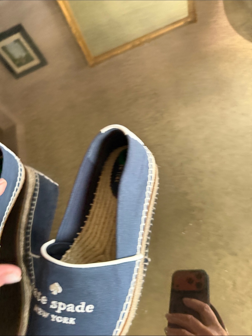 kate spade navy and cream canvas espadrille flats - Picture 3 of 3